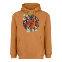 Basketball With Patterns And Daisies Heavyweight Hoodie | Teevron