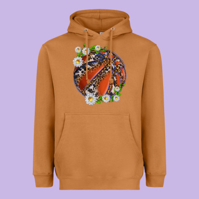 Heavyweight Hoodie basketball with patterns and daisies