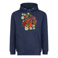 Navy basketball with patterns and daisies Heavyweight Hoodie - texasbilliewilder
