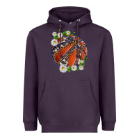 Plum basketball with patterns and daisies Heavyweight Hoodie - texasbilliewilder