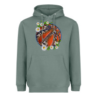 Sage basketball with patterns and daisies Heavyweight Hoodie - texasbilliewilder