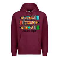 Burgundy #teacherlife pencils Premium Hoodie - JahusDesignShop