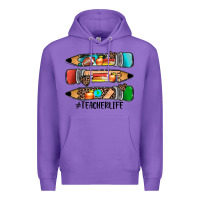 Purple #teacherlife pencils Premium Hoodie - JahusDesignShop