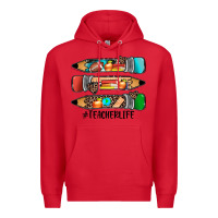 Red #teacherlife pencils Premium Hoodie - JahusDesignShop