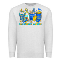 Oatmeal Heather down syndrome coffee cups Premium Sweatshirt - Zillion Design Studio