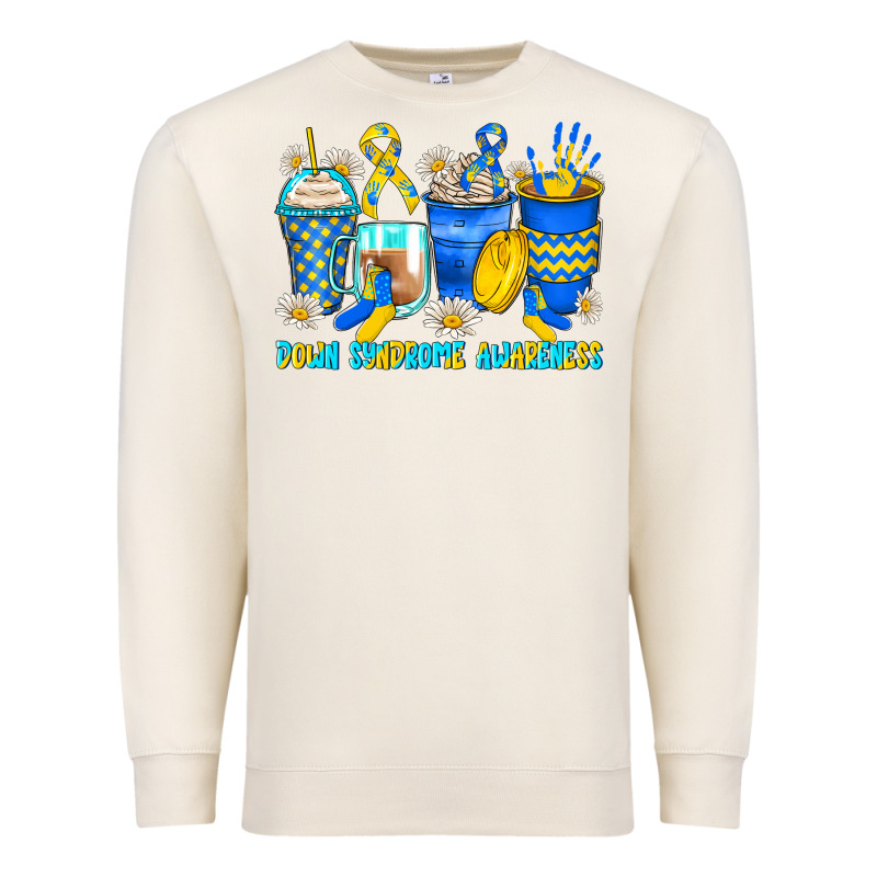 Down Syndrome Coffee Cups Premium Sweatshirt by Zillion Design Studio | Teevron