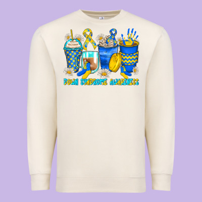 Down Syndrome Coffee Cups Premium Sweatshirt Designed By Zillion Design Studio