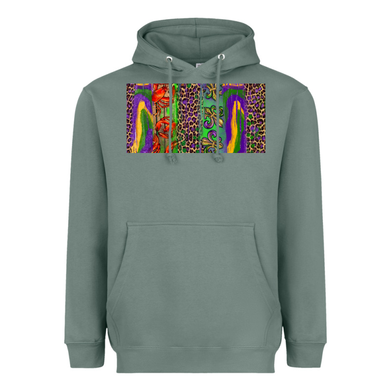 Mardi Gras Brushstrokes Crawfish Fleur De Lis Heavyweight Hoodie by RanaPortraitStore | Teevron
