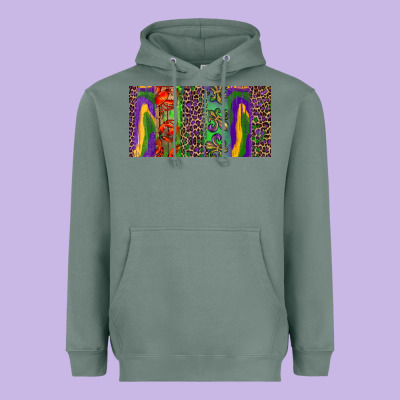 Heavyweight Hoodie Mardi gras brushstrokes crawfish fleur de lis