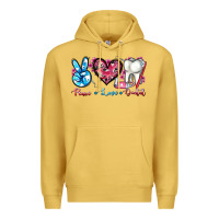 Antique Gold peace love dental Premium Hoodie - AdoDesignShop