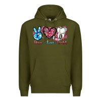 Army Green peace love dental Premium Hoodie - AdoDesignShop