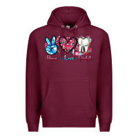 Burgundy peace love dental Premium Hoodie - AdoDesignShop