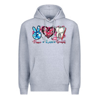 Heather Grey peace love dental Premium Hoodie - AdoDesignShop