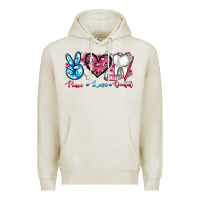Oatmeal Heather peace love dental Premium Hoodie - AdoDesignShop