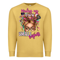 Antique Gold minding my own small business blonde messy bun Premium Sweatshirt - texasbilliewilder