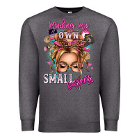 Charcoal Heather minding my own small business blonde messy bun Premium Sweatshirt - texasbilliewilder