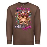 Chestnut minding my own small business blonde messy bun Premium Sweatshirt - texasbilliewilder