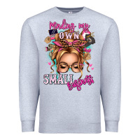 Heather Grey minding my own small business blonde messy bun Premium Sweatshirt - texasbilliewilder