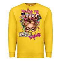 Lemon minding my own small business blonde messy bun Premium Sweatshirt - texasbilliewilder