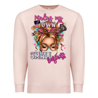 Pale Pink minding my own small business blonde messy bun Premium Sweatshirt - texasbilliewilder