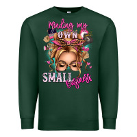 Sports Green minding my own small business blonde messy bun Premium Sweatshirt - texasbilliewilder
