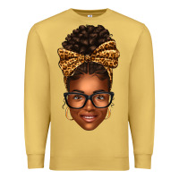 Antique Gold afro woman messy bun Premium Sweatshirt - texasbilliewilder