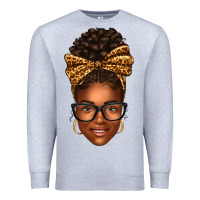 Heather Grey afro woman messy bun Premium Sweatshirt - texasbilliewilder