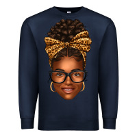Navy afro woman messy bun Premium Sweatshirt - texasbilliewilder