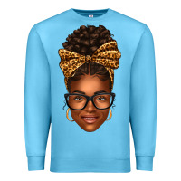 Ocean Blue afro woman messy bun Premium Sweatshirt - texasbilliewilder