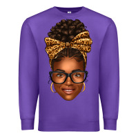 Purple afro woman messy bun Premium Sweatshirt - texasbilliewilder
