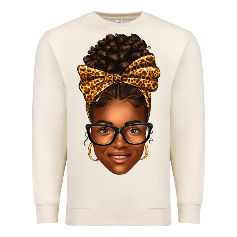 Afro Woman Messy Bun Premium Sweatshirt by texasbilliewilder | Teevron
