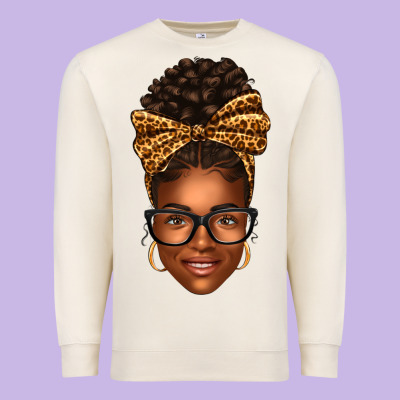 Afro Woman Messy Bun Premium Sweatshirt Designed By Texasbilliewilder