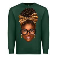Sports Green afro woman messy bun Premium Sweatshirt - texasbilliewilder