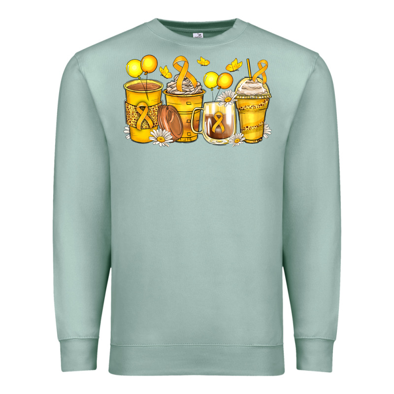 Childhood Cancer Coffee Cups Premium Sweatshirt by Zillion Design Studio | Teevron