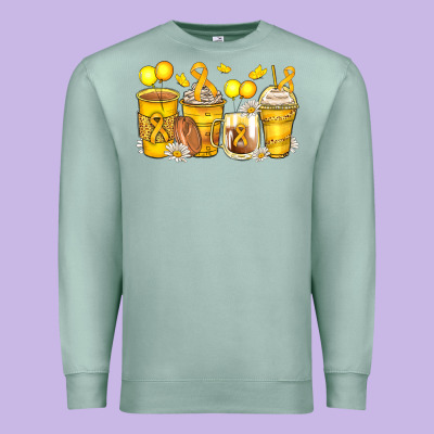 Childhood Cancer Coffee Cups Premium Sweatshirt Designed By Zillion Design Studio