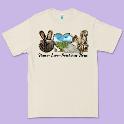 Peace Love Percheron Horse Premium Tee Designed By Lillyallendesigns