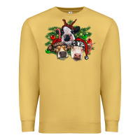 Antique Gold christmas cows with tree Premium Sweatshirt - RanaPortraitStore