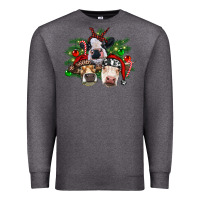 Charcoal Heather christmas cows with tree Premium Sweatshirt - RanaPortraitStore