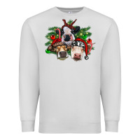 Dove Grey christmas cows with tree Premium Sweatshirt - RanaPortraitStore