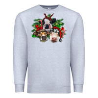 Heather Grey christmas cows with tree Premium Sweatshirt - RanaPortraitStore