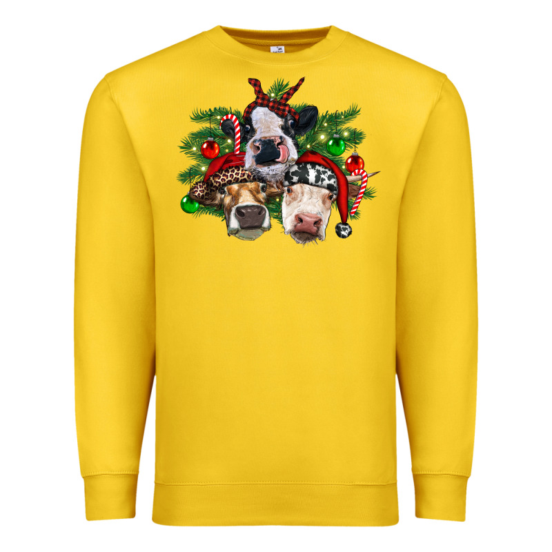 Christmas Cows With Tree Premium Sweatshirt by RanaPortraitStore | Teevron