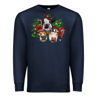 Navy christmas cows with tree Premium Sweatshirt - RanaPortraitStore