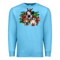 Ocean Blue christmas cows with tree Premium Sweatshirt - RanaPortraitStore