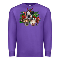 Purple christmas cows with tree Premium Sweatshirt - RanaPortraitStore