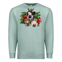 Seafoam christmas cows with tree Premium Sweatshirt - RanaPortraitStore