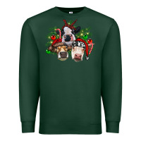Sports Green christmas cows with tree Premium Sweatshirt - RanaPortraitStore