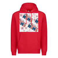 Red american mama seamless pattern Premium Hoodie - BundleAndBundleShop