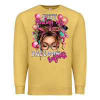 Antique Gold just minding my balloon business messy bun Premium Sweatshirt - texasbilliewilder