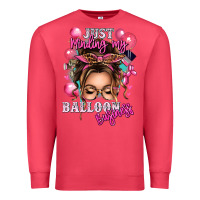 Cardinal just minding my balloon business messy bun Premium Sweatshirt - texasbilliewilder