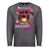 Charcoal Heather just minding my balloon business messy bun Premium Sweatshirt - texasbilliewilder